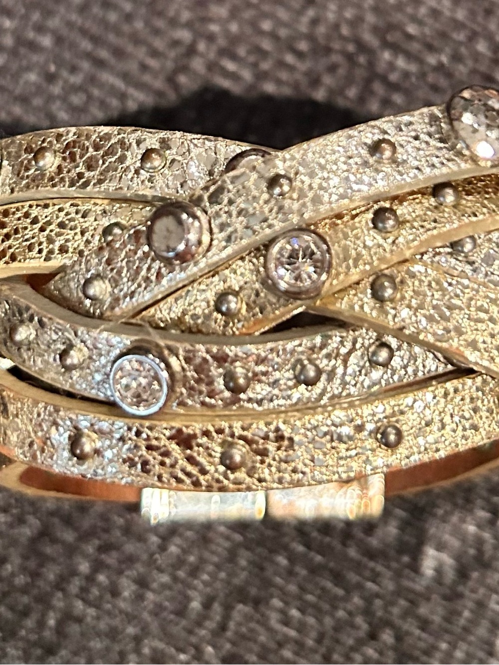 Brighton Silver leather Braided Crystal-Accent Bracelet